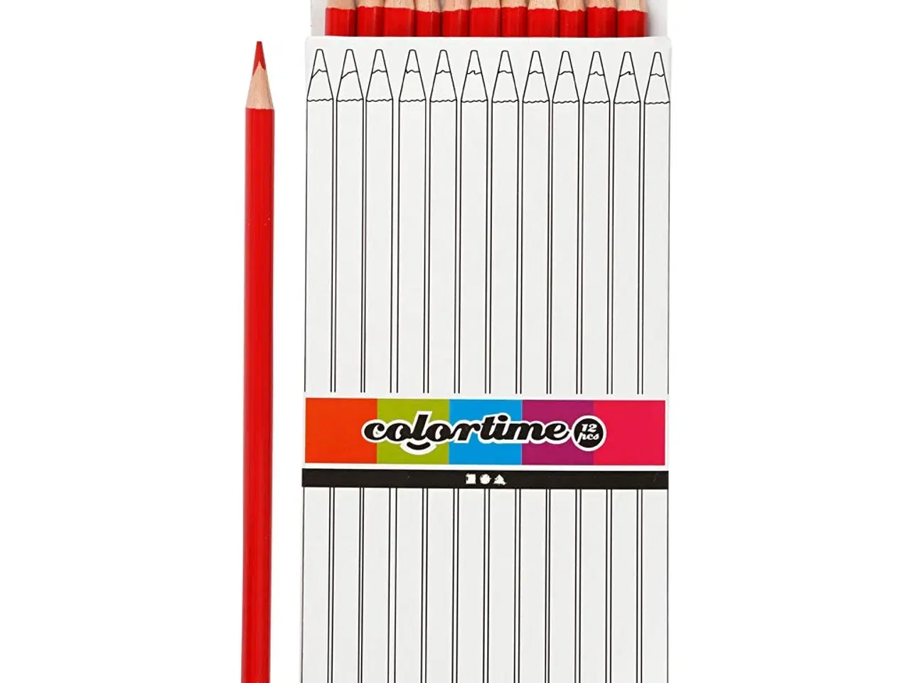 Billede 1 - Colortime Farveblyanter, L: 17 cm, mine 3 mm, rød, 12stk./ 1 pk.