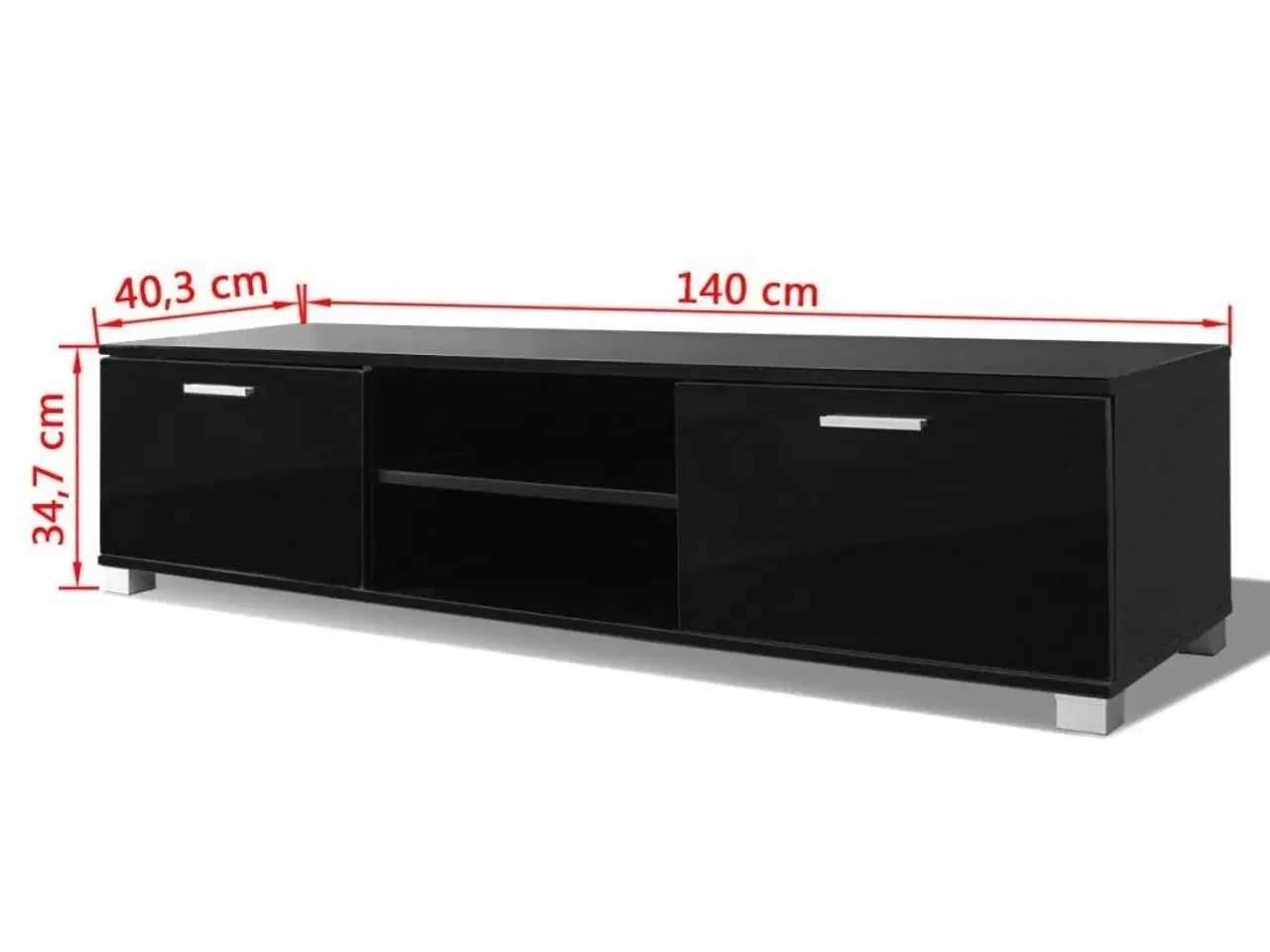 Billede 5 - Tv-bord 140x40,5x35 cm sort højglans