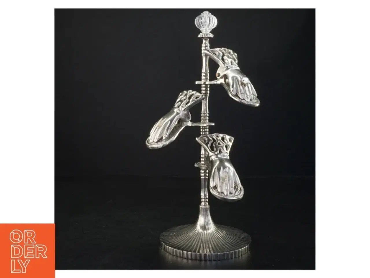 Billede 2 - Sølv Art Deco Stativ med håndformede klemmer (str. 30 cm)