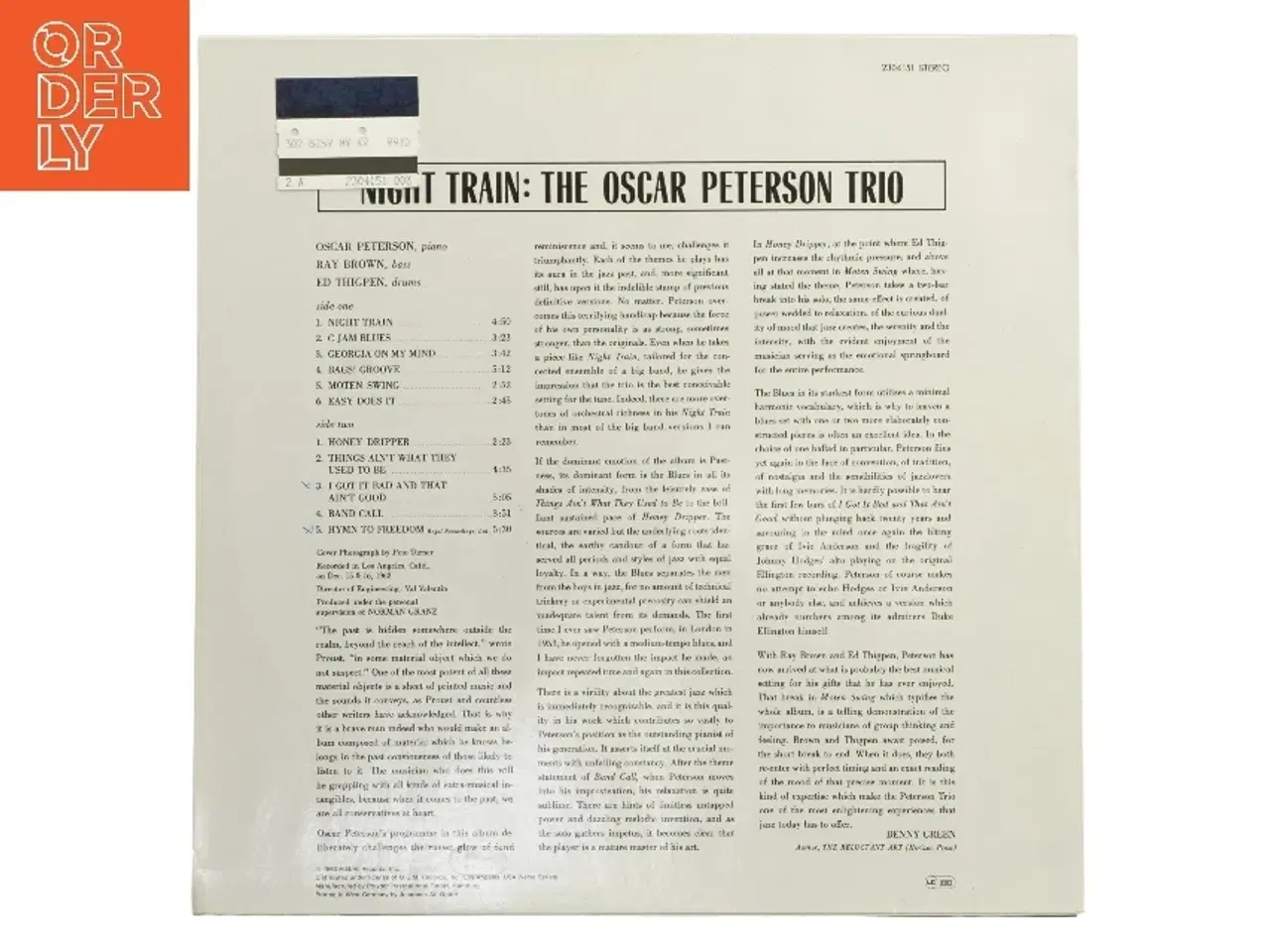 Billede 2 - Night Train af The Oscar Peterson Trio LP