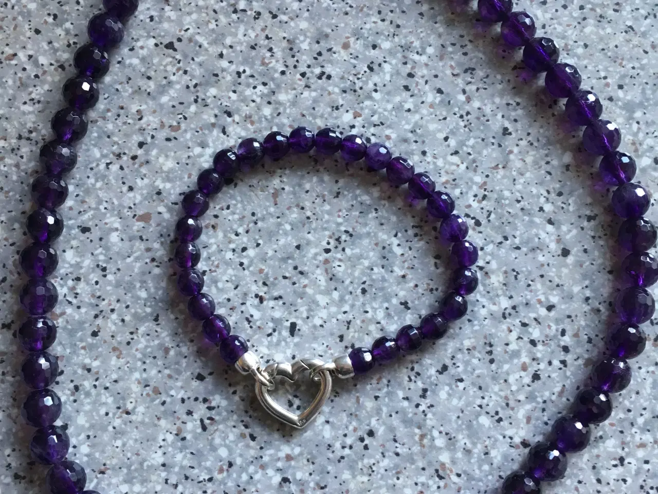 Billede 1 - Halskæde og armlænke - ametyst