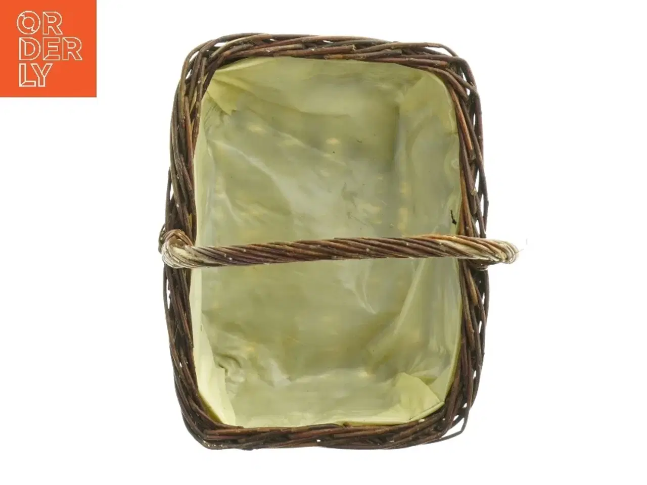 Billede 3 - Fletkurv med plastikforing (str. H med hank. 23 cm. 19 x. 15 cm)