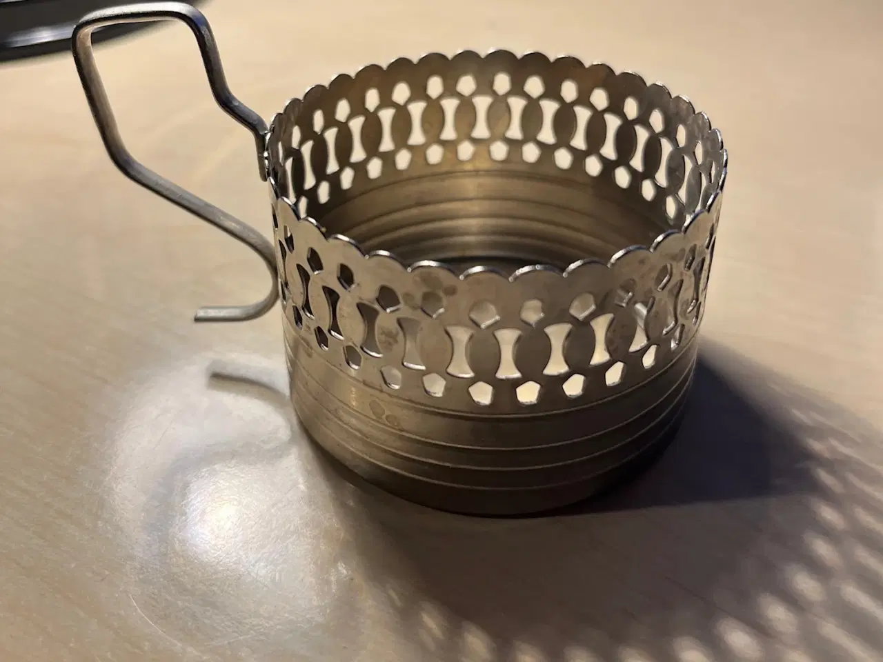 Billede 1 - 4 stk. Vintage Retro Glas- / Kopholder i Metal