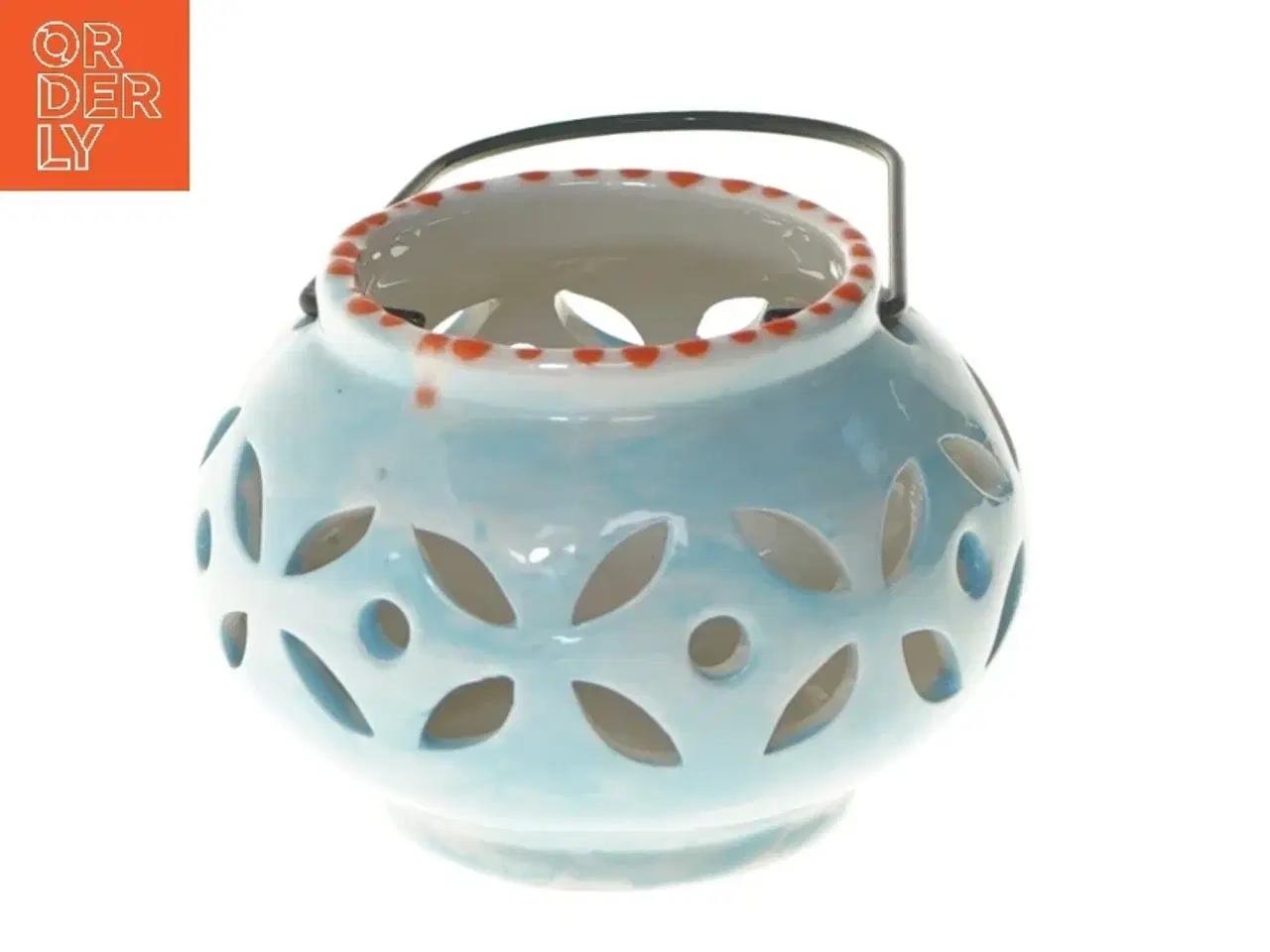 Billede 1 - Keramik lygte med mønster og håndtag (str. 7,5 cm)