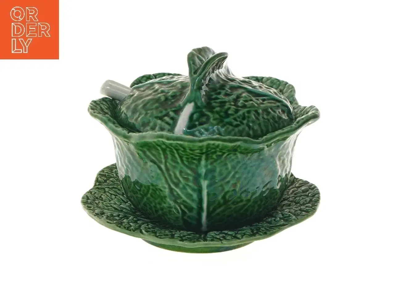 Billede 1 - Kålhoved terrin med låg og ske (str. Ø 21x26 cm)