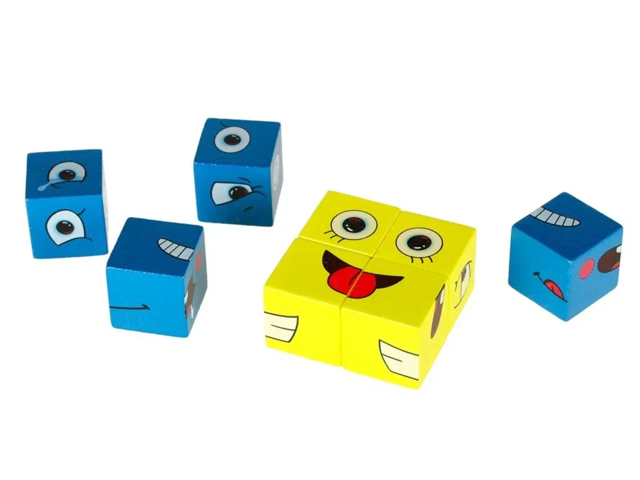 Billede 3 - Puslespil med klodser – skiftende ansigter i metalæske