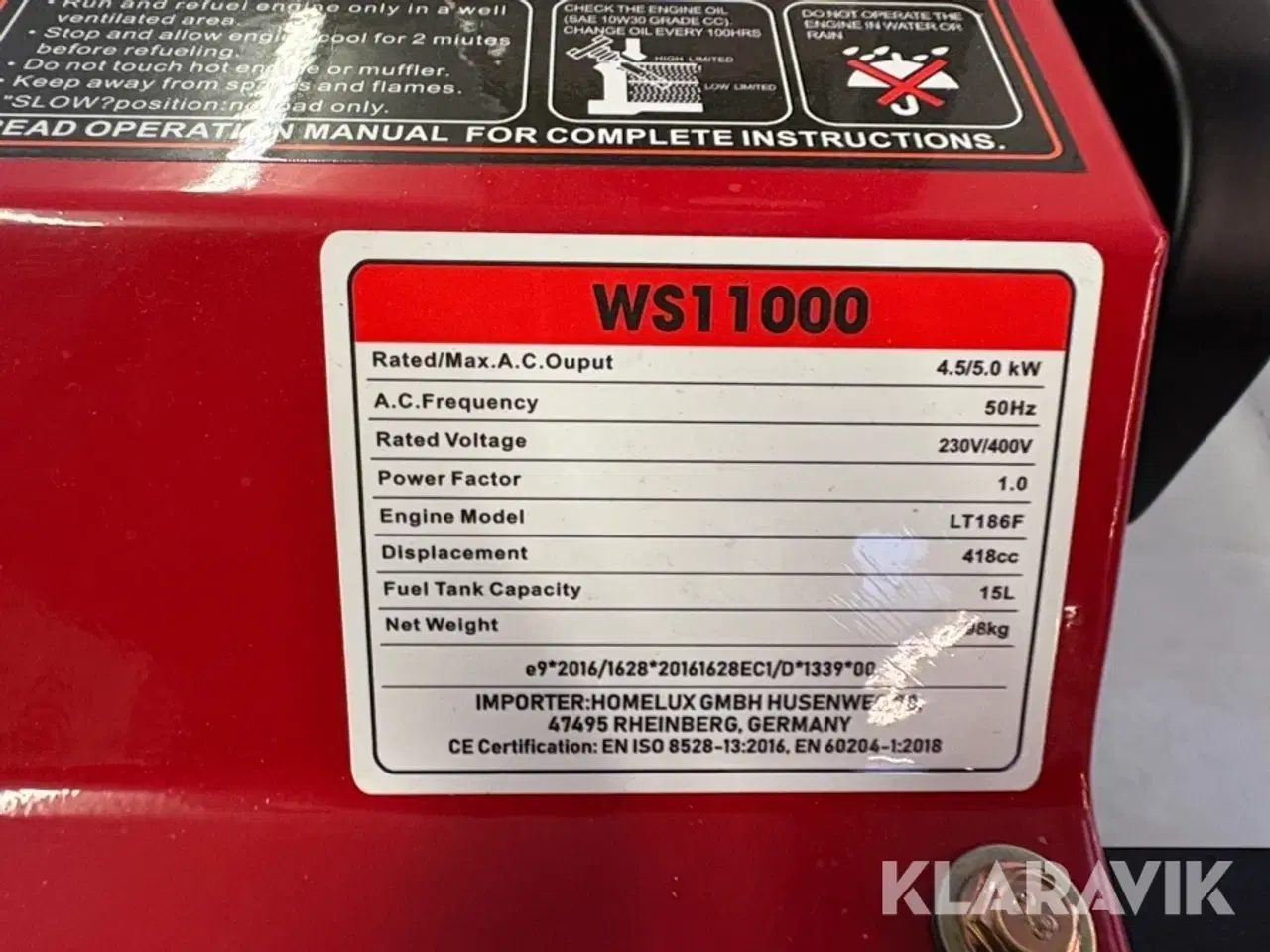 Billede 12 - Generator Walter Stahl WS11000