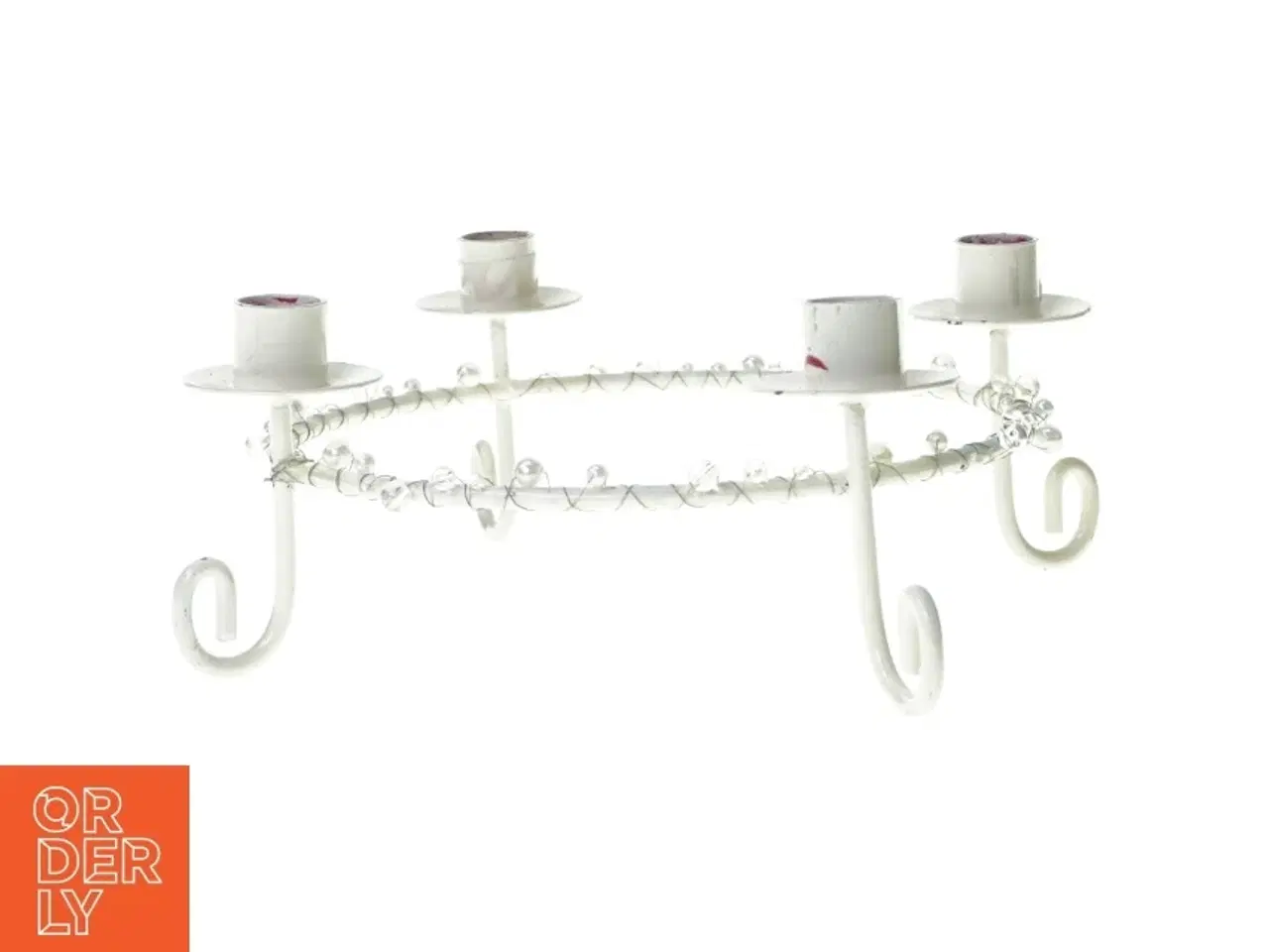 Billede 1 - Fin Lysestage i hvidmalet metal (str. 20 cm)