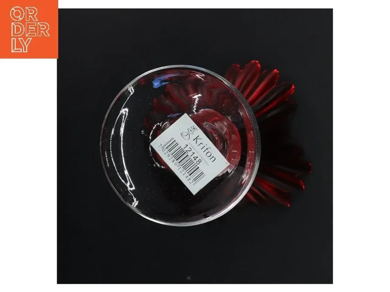Billede 2 - Rød glas lysestage fra Krifon (str. 11x20 cm)