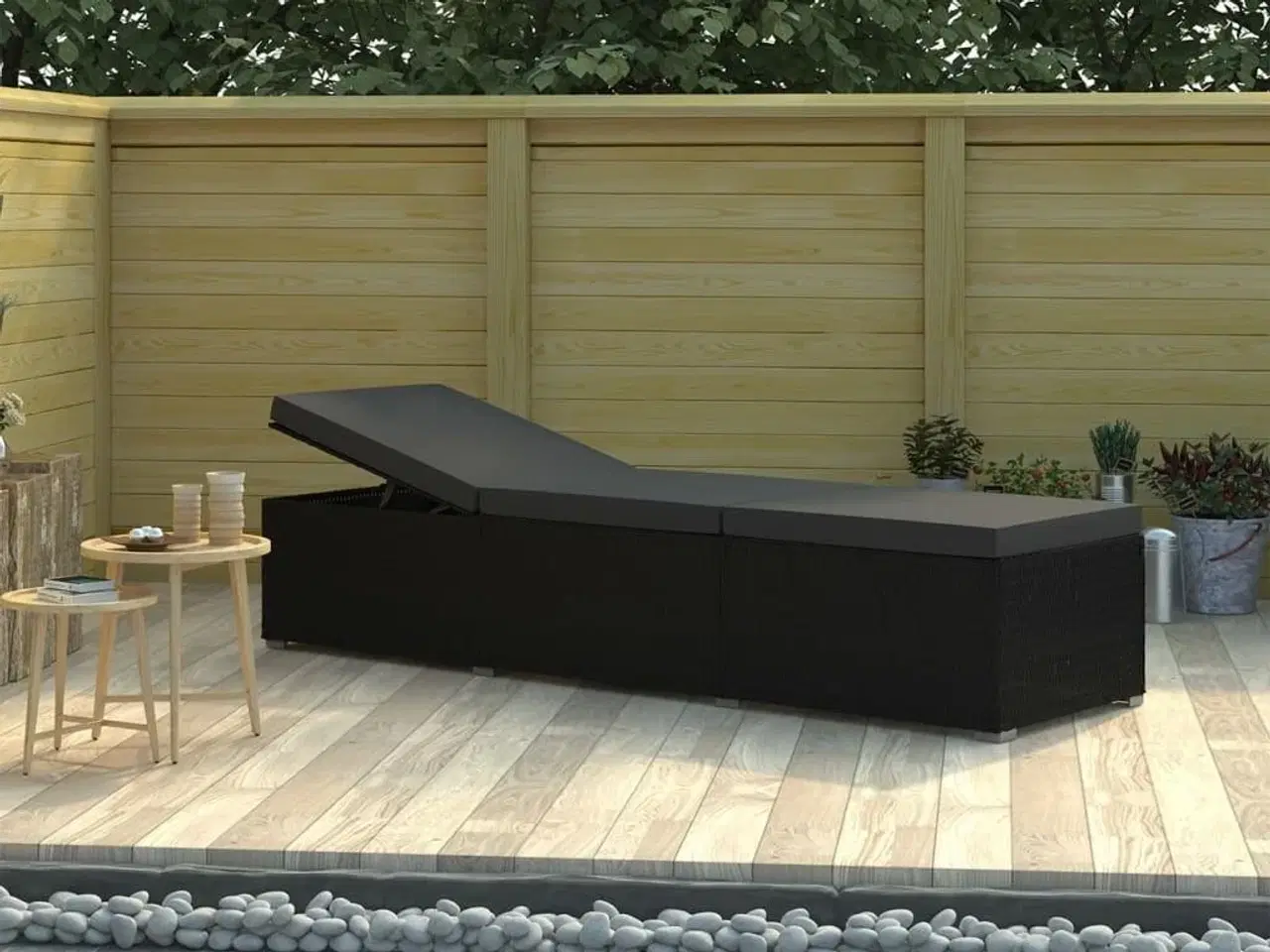 Billede 1 - Liggestol med hynde polyrattan sort