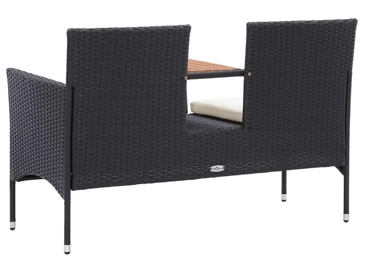 Billede 4 - 2-personers havebænk med tebord 143 cm polyrattan sort