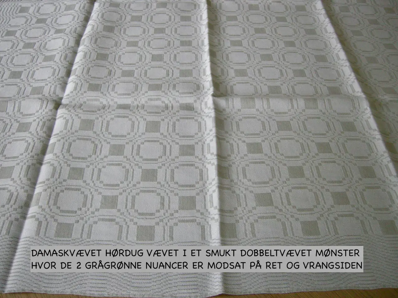 Billede 1 - 92x95 Hørdug  Jacquardvævet Damask - Dobbeltvævet 