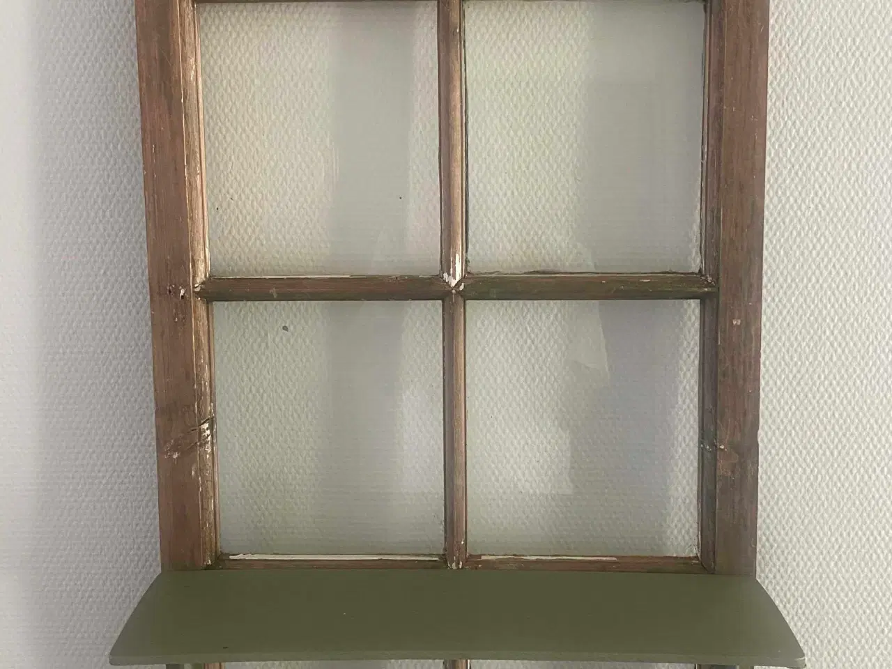 Billede 4 - Vintage trævindue væghylde med glas