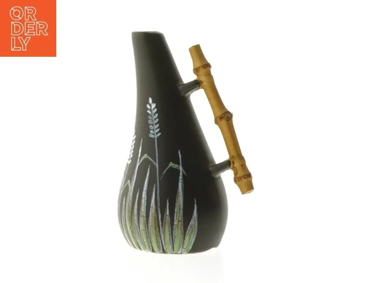 Billede 1 - Sort dekorativ vase med bambushåndtag (str. 14 cm)