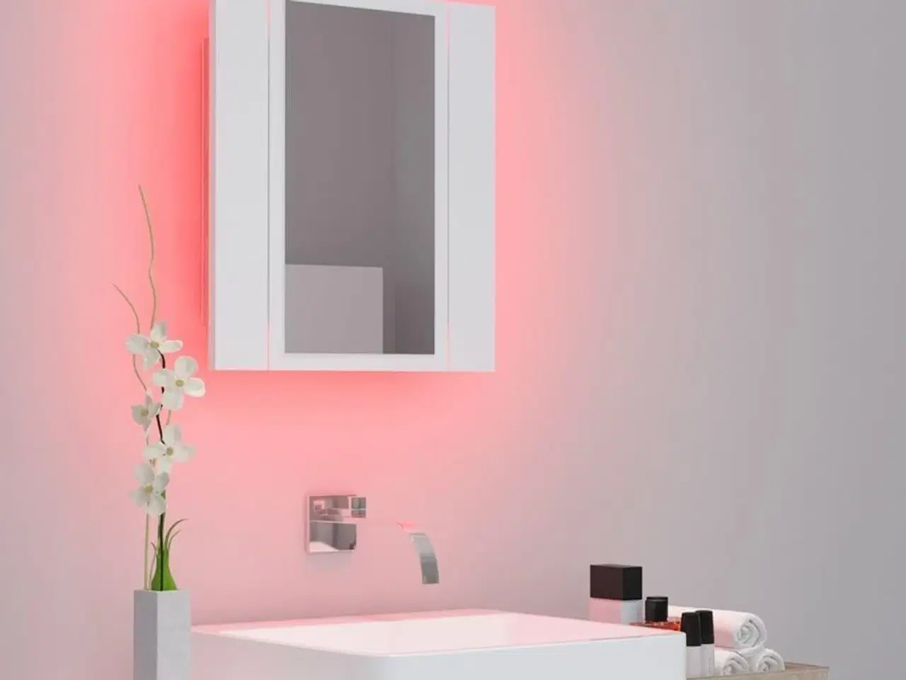 Billede 5 - Badeværelsesskab med LED-lys 40x12x45 cm akryl hvid