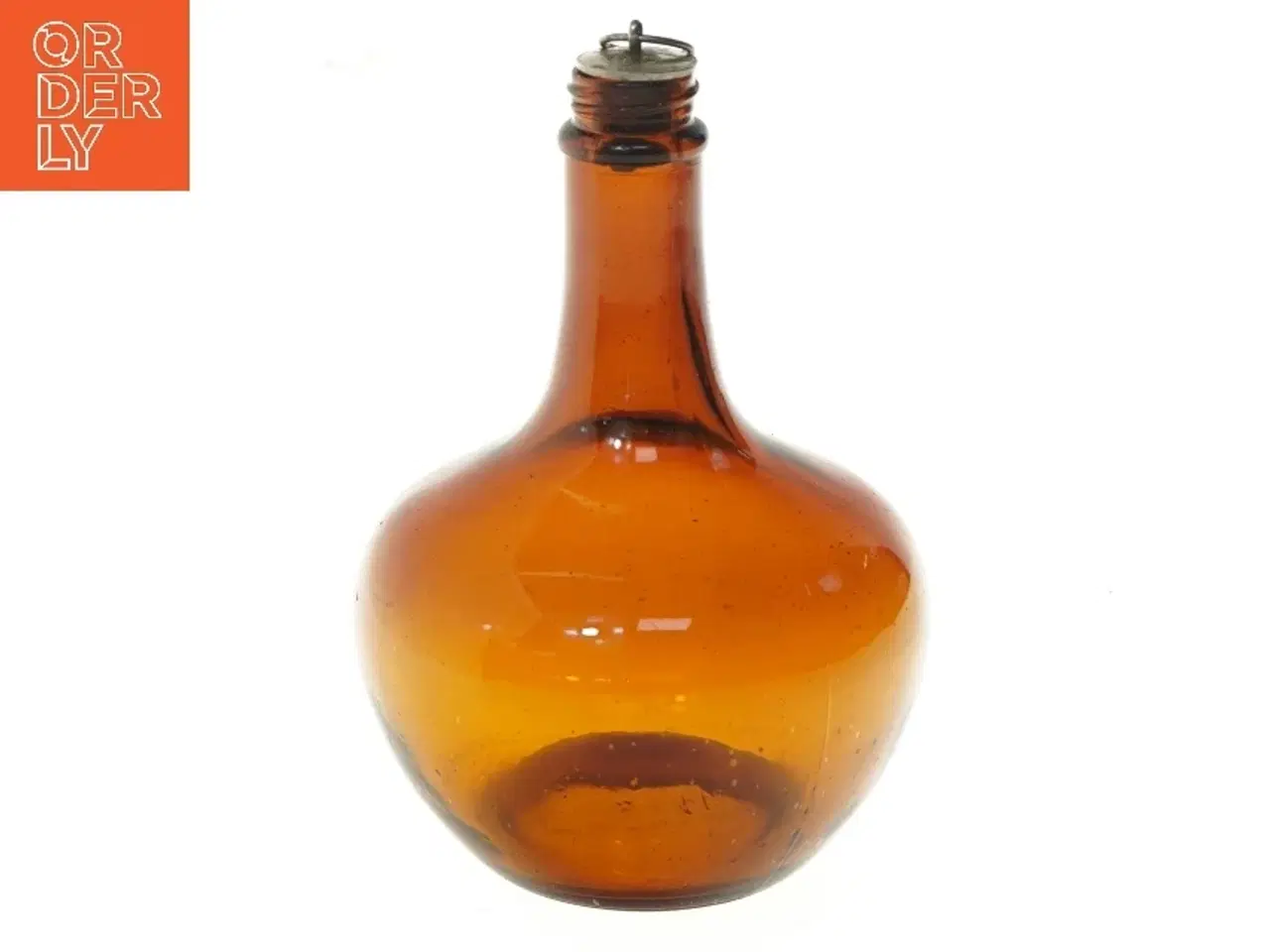 Billede 1 - Vintage flaskeformet vase med indgraveret metalprop (str. 20 cm)