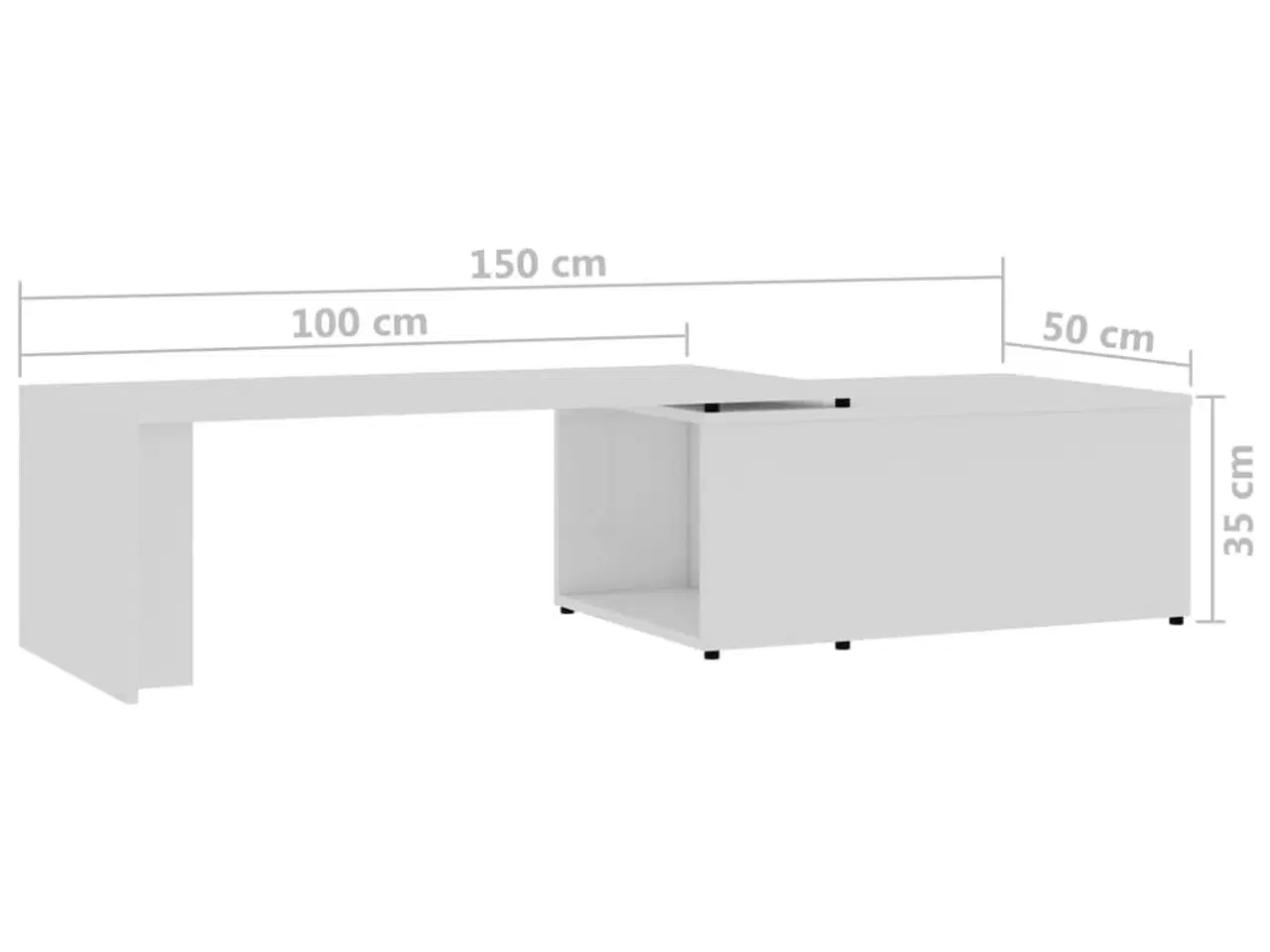 Billede 9 - Sofabord 150x50x35 cm konstrueret træ hvid højglans