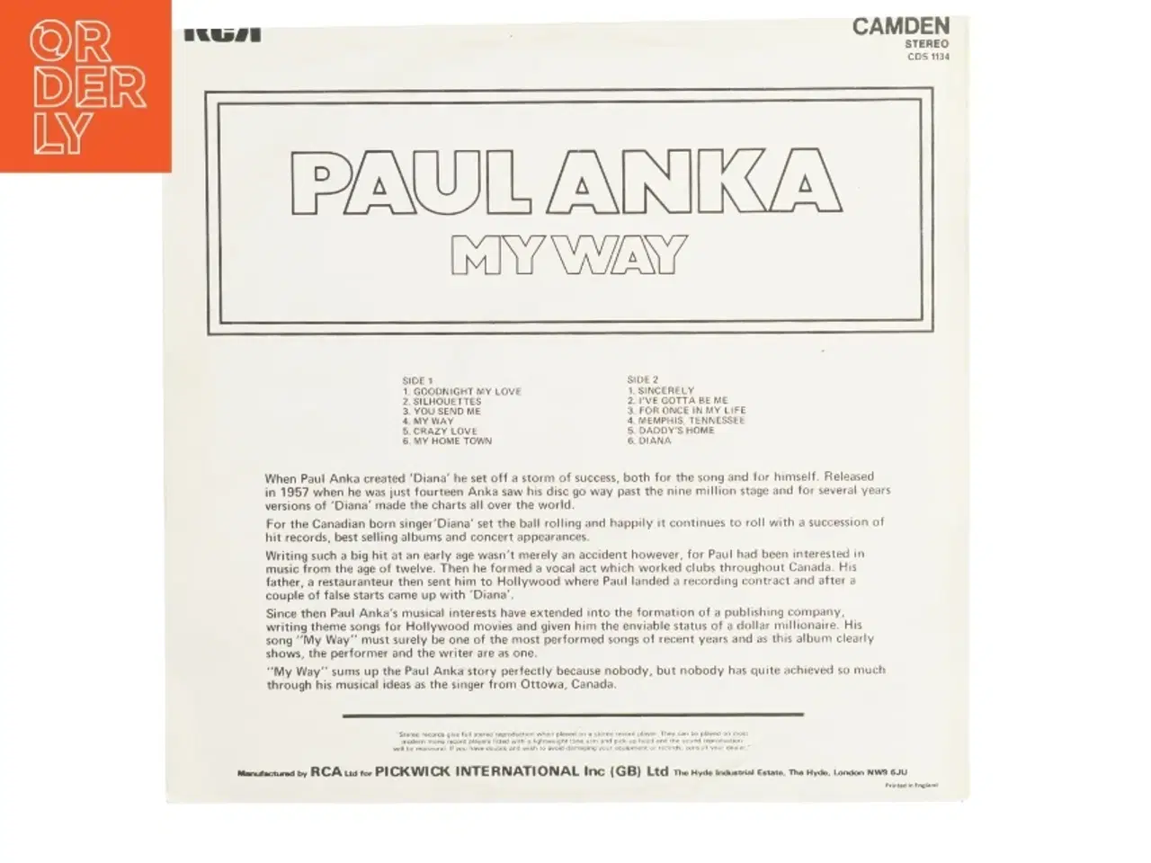 Billede 2 - Paul Anka My way Vinylplade