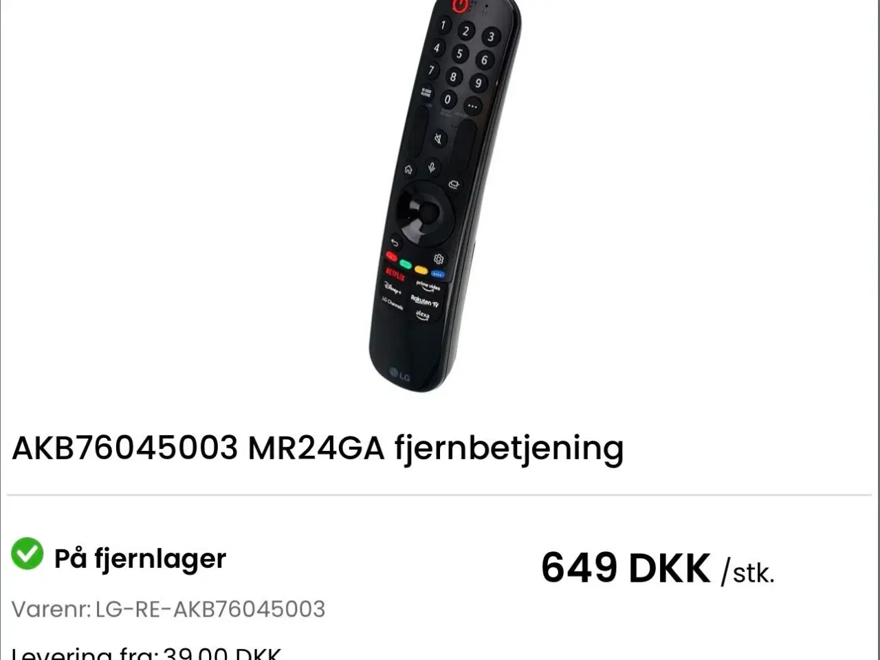 Billede 1 - LG Smart TV MR24GA / AKB76045003 Fjernbetjening