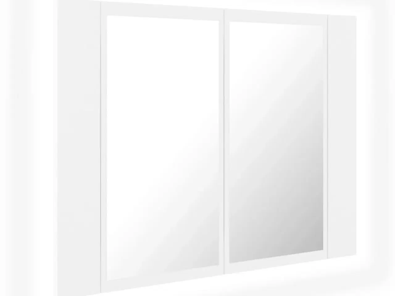 Billede 2 - Badeværelsesskab m. spejl og LED-lys 60x12x45 cm akryl hvid