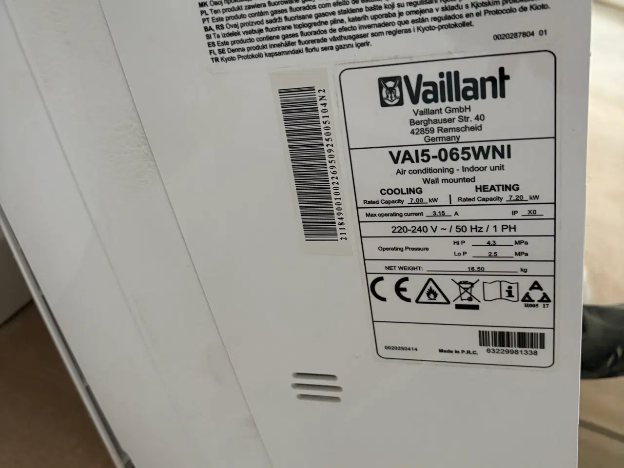 Billede 2 - Luft til luft varmepumpe 6.5kw