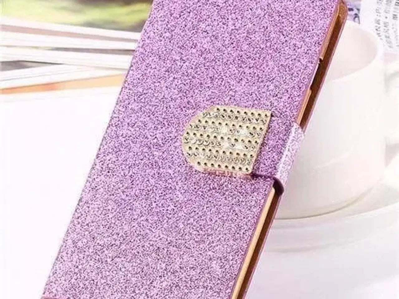 Billede 4 - Lilla glimmer flip cover iPhone 