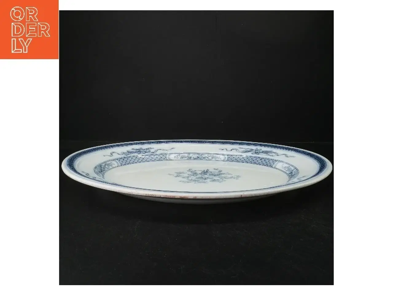 Billede 2 - Blåt og hvidt fajancefad fra B. W. M & Co (str. 44 x 35 cm)