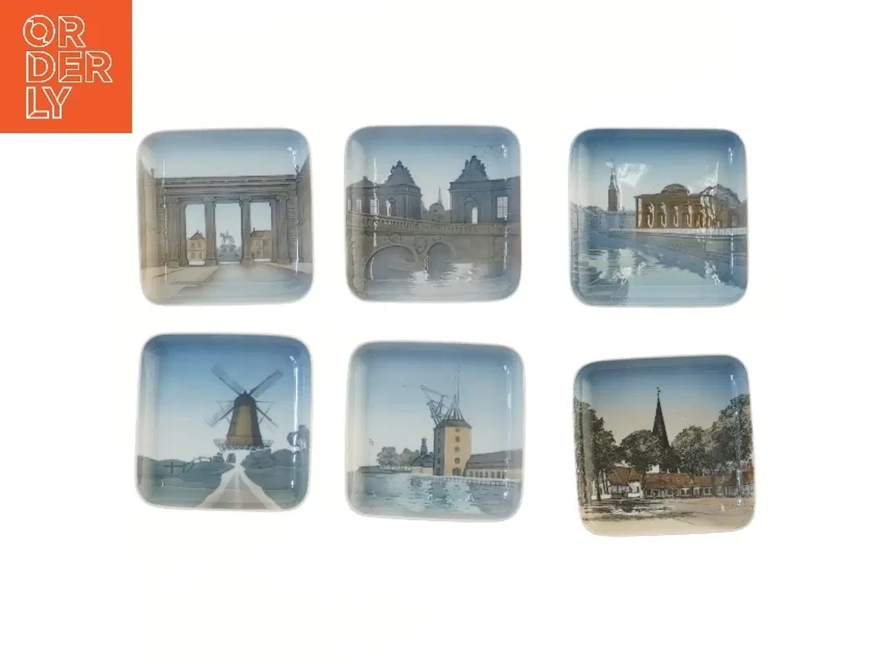 Billede 1 - 6  dekorative porcelænsplatter B&G fra B&G (str. 6 stk 12,5x12,5 cm)