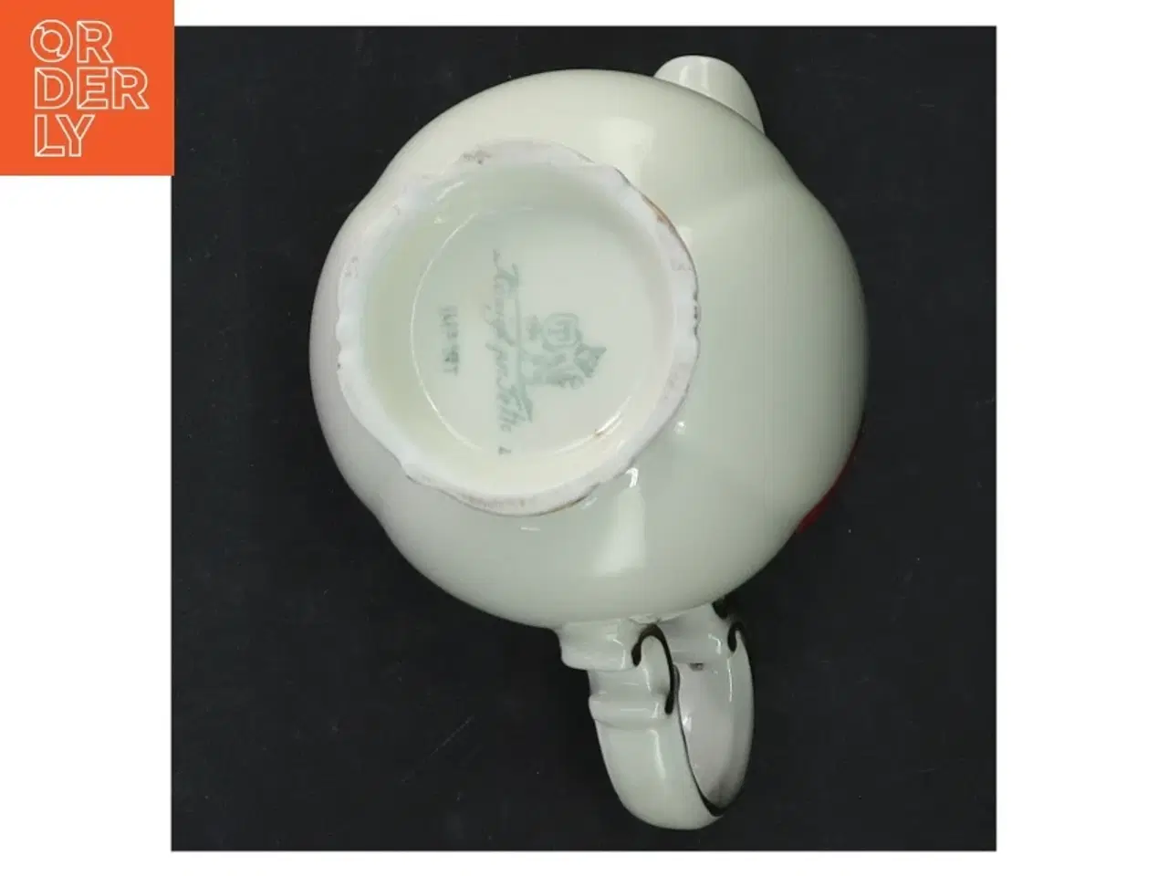 Billede 2 - Porcelæn mælkekande med rødt og guld design (str. 10 cm)