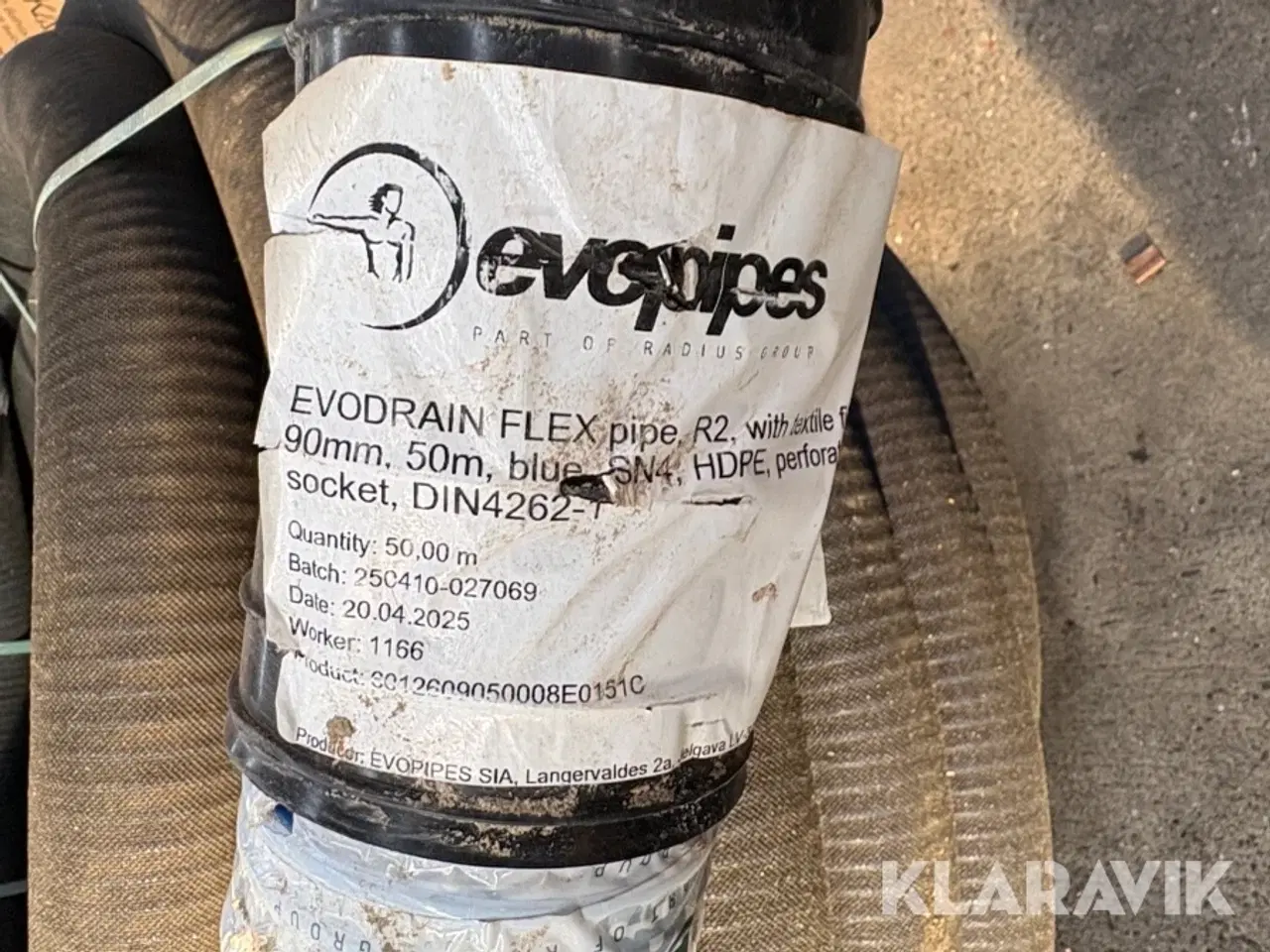 Billede 5 - Drænrør blå HDPE 80/92 mm med filt 50 meter