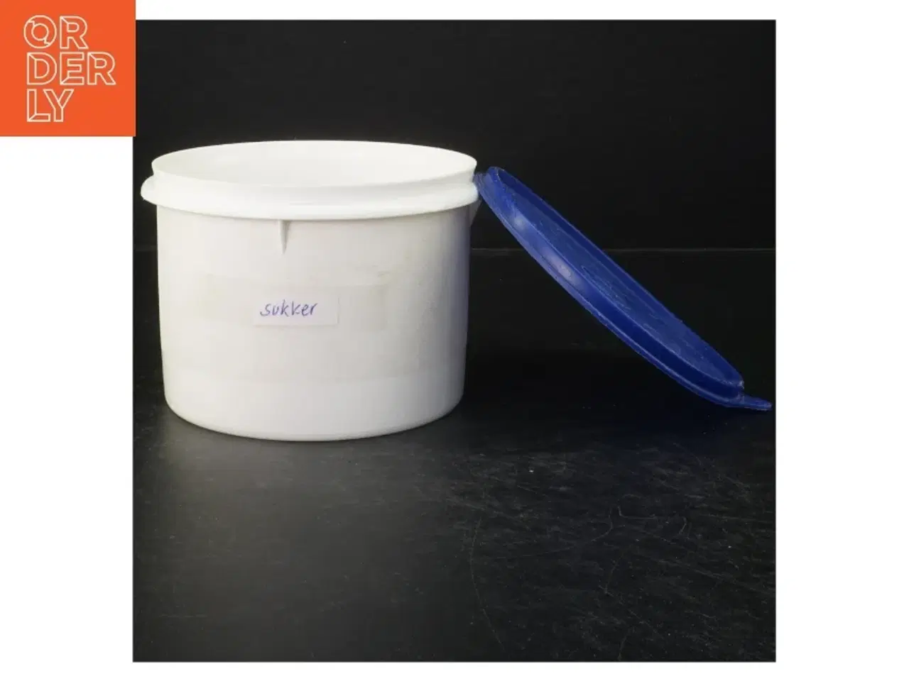 Billede 2 - Tupperware sukkerbeholder med blåt låg fra Tupperware (str. Ø. 15 cm)