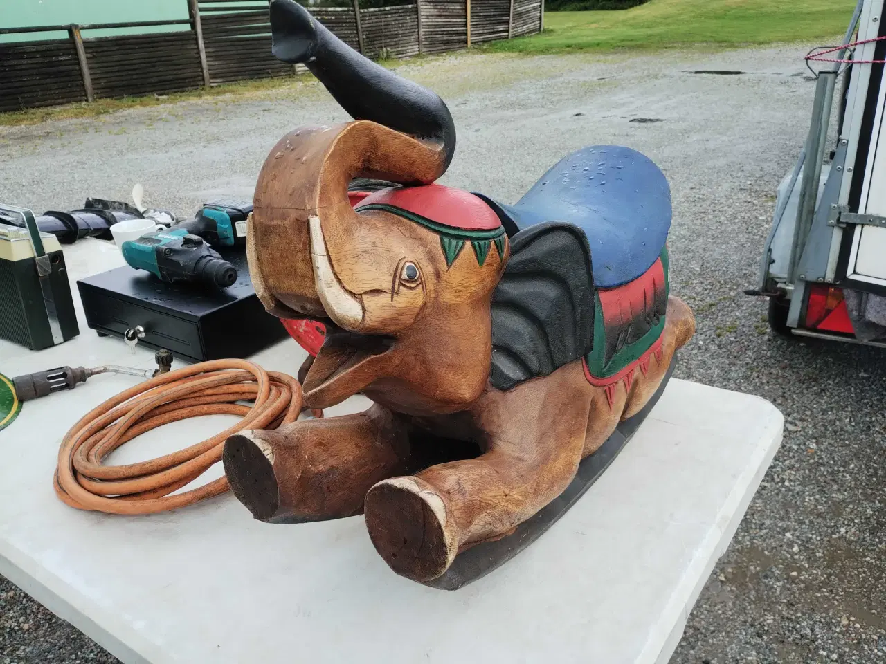 Billede 2 - Gammel træ gynge elefant 