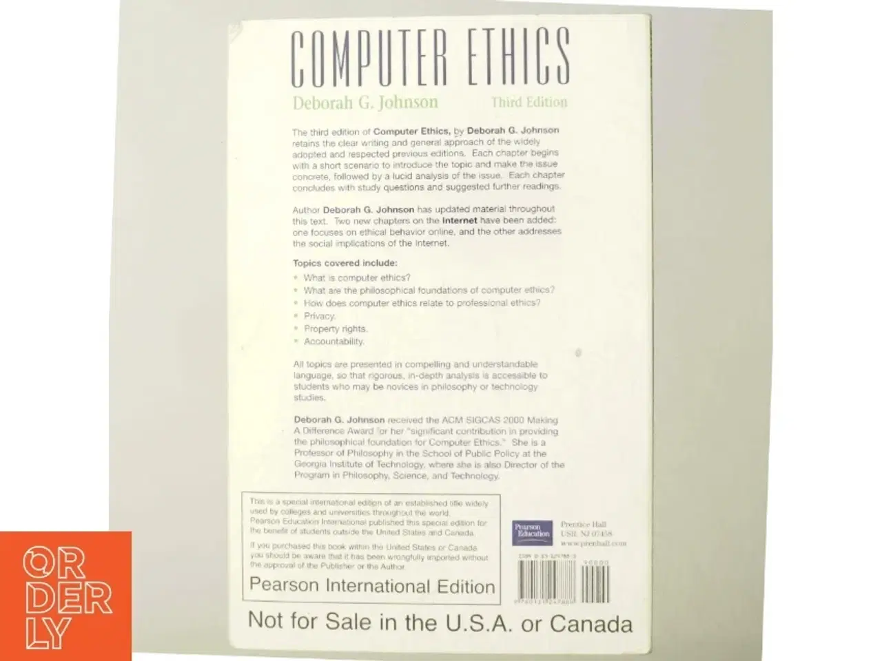 Billede 3 - Computer Ethics af Deborah G. Johnson (Bog)