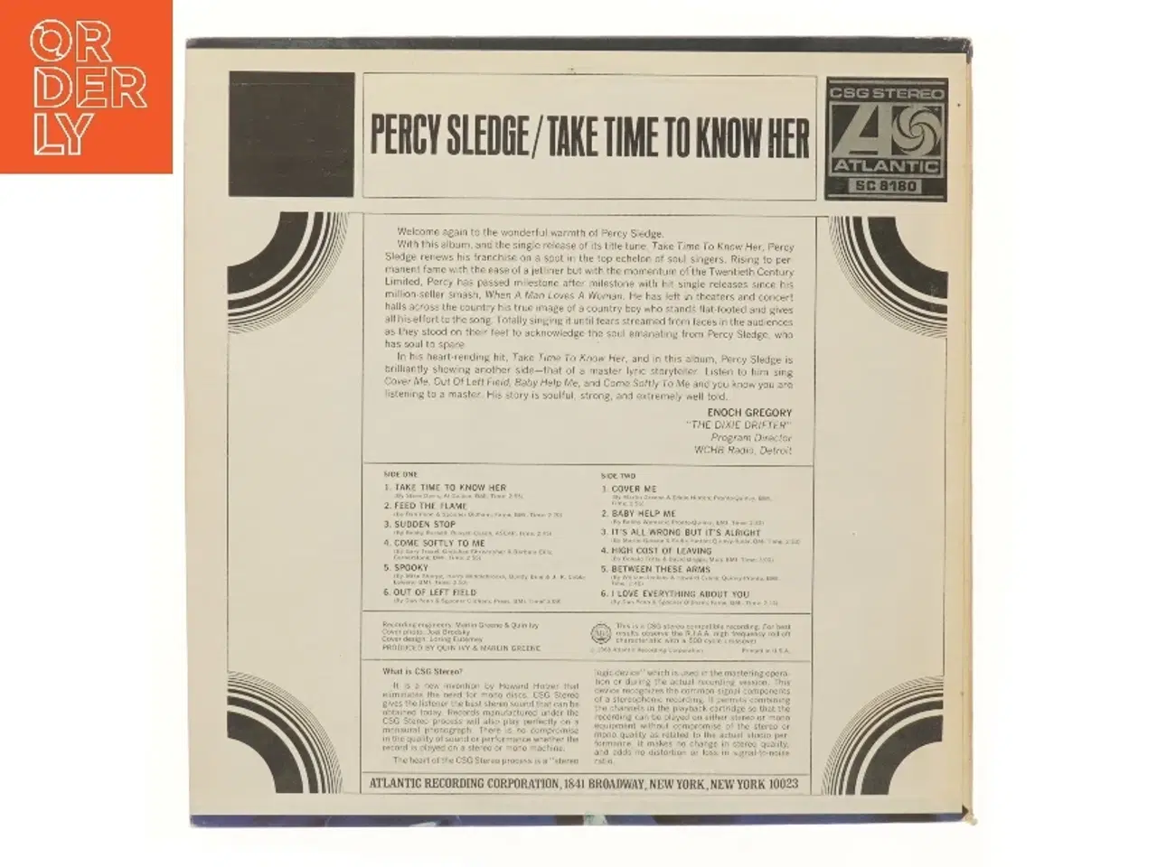Billede 3 - Percy Sledge LP - Take Time To Know Her fra Atlantic Records