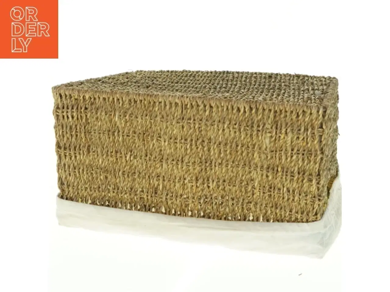 Billede 3 - Flettet kurv med linned foring (str. 33 x 26 x 16 cm)