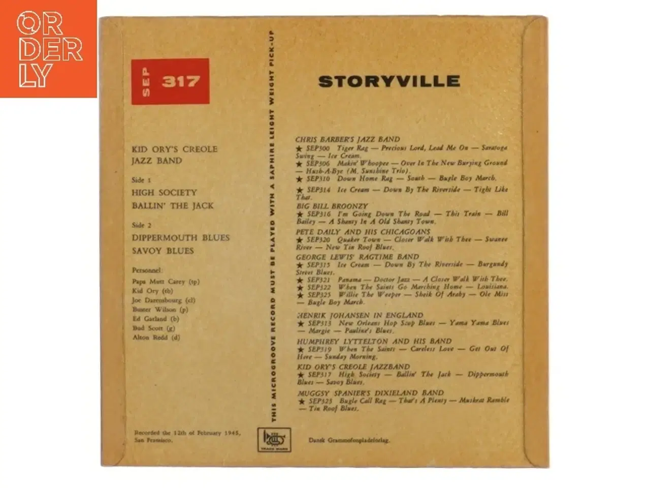 Billede 2 - Kid Ory's Creole Jazzband LP