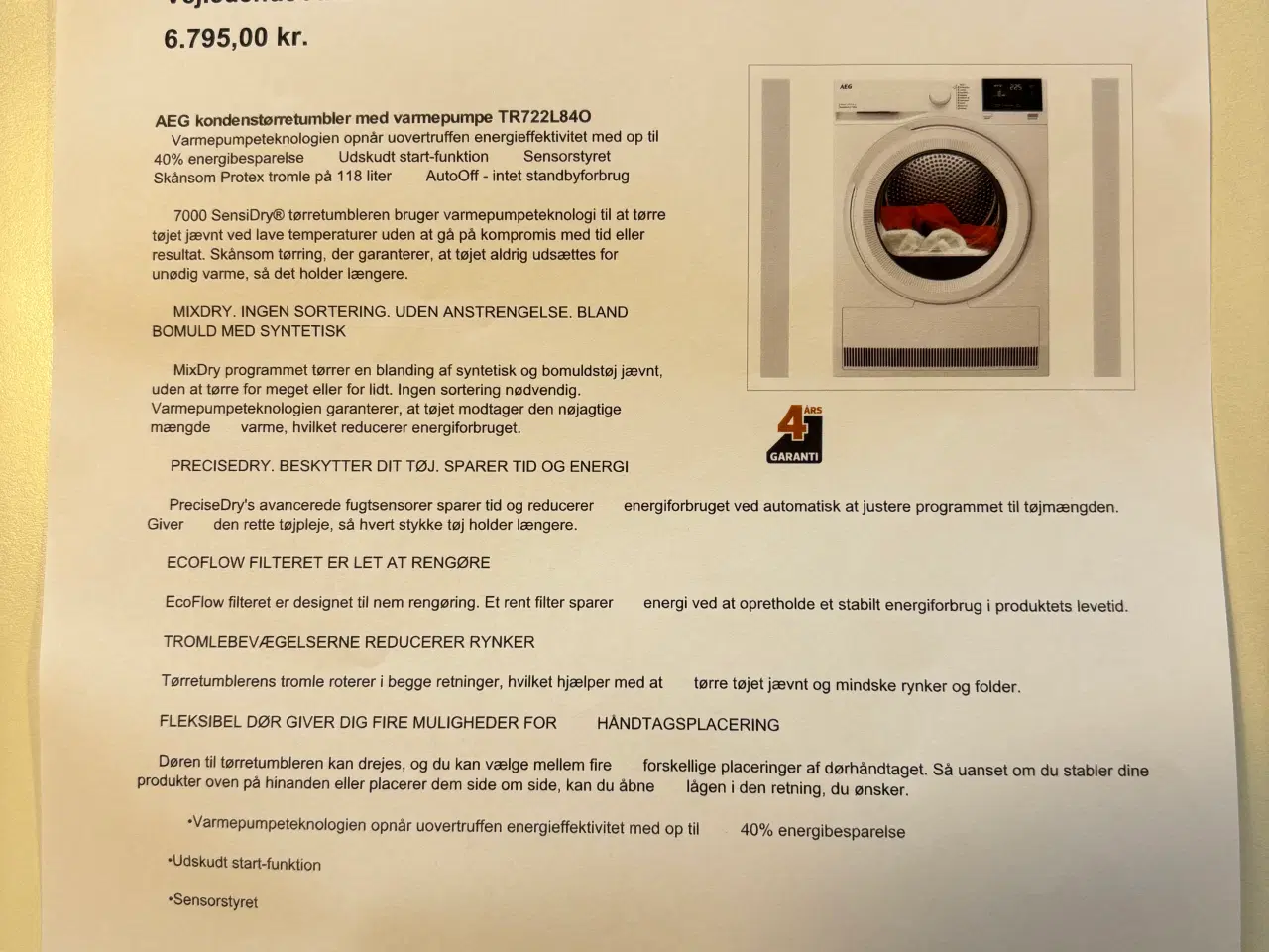 Billede 4 - AEG tørretumbler fra røg- og dyrefrit hjem