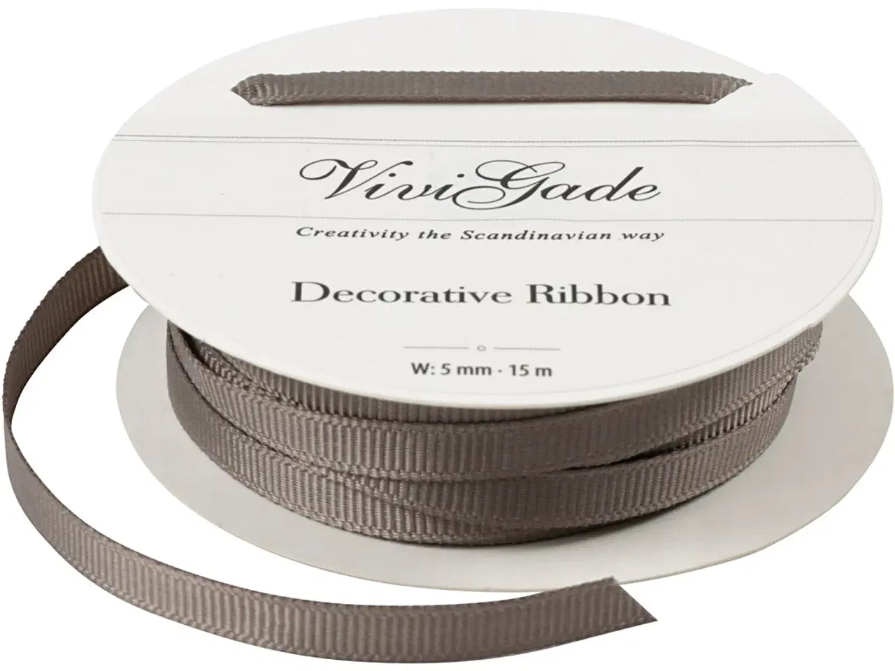 Billede 1 - Grå Grosgrainbånd 6 mm - 15 m til Kreative Projekter