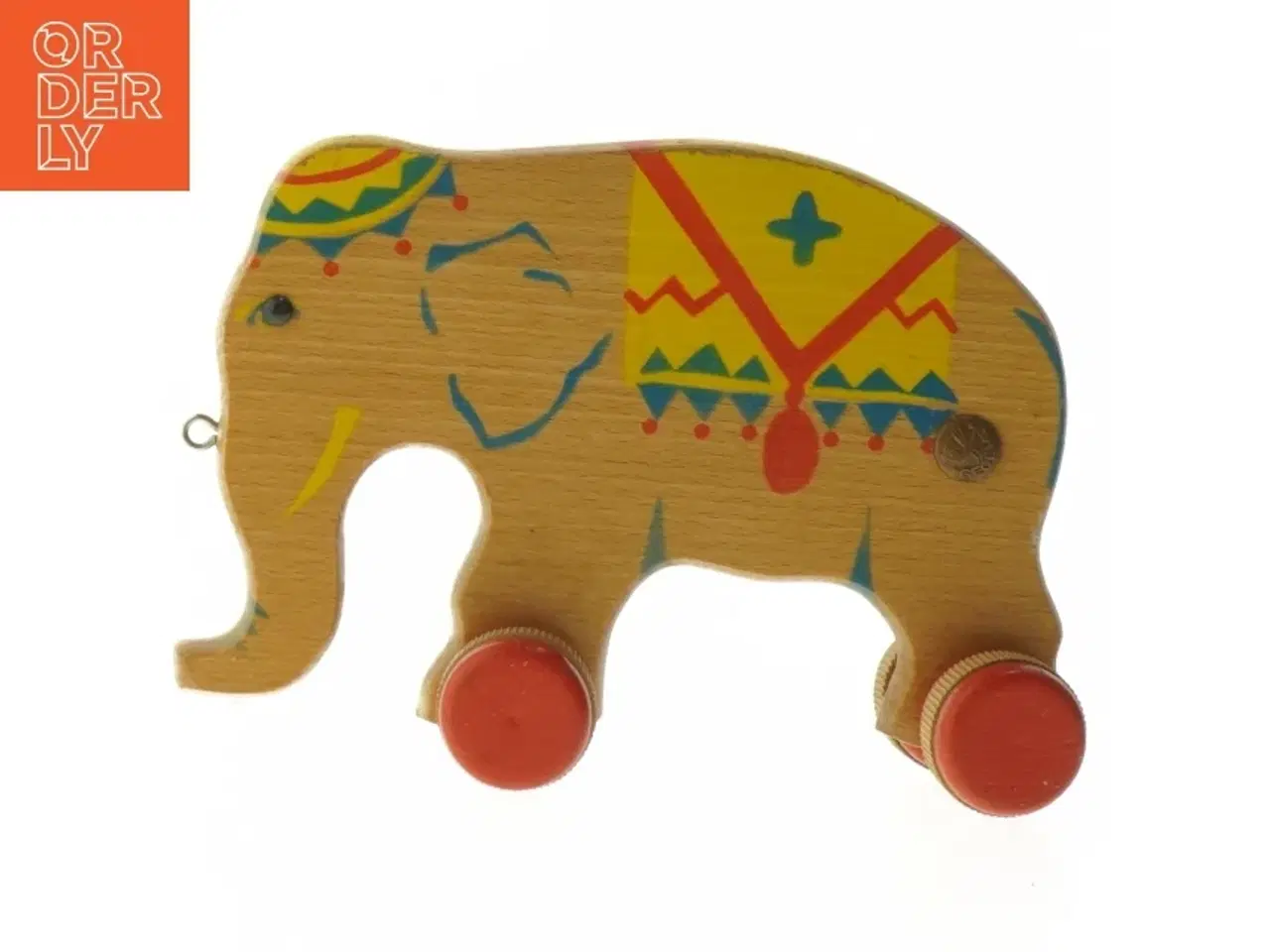 Billede 1 - Træ legetøjs elefant på hjul (str. 16,5 cm)