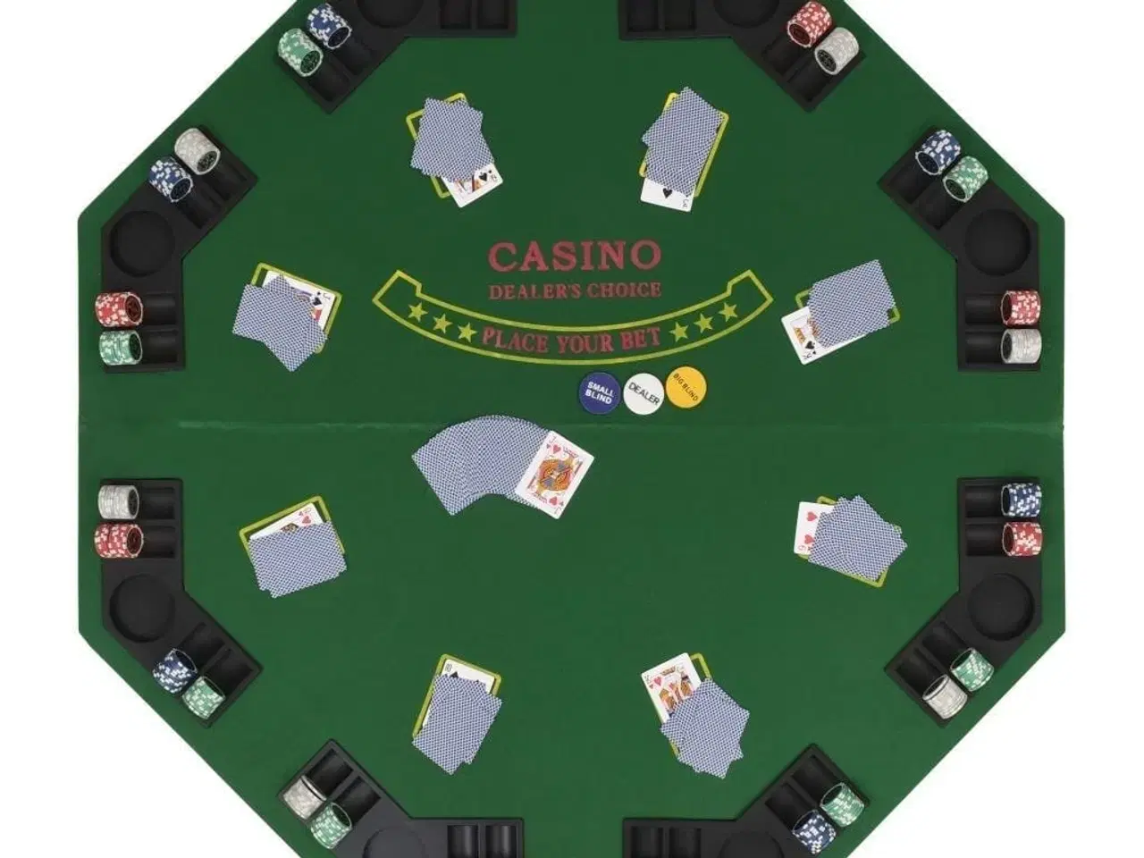 Billede 3 - Foldbar pokerbordplade til 8 spillere ottekantet grøn