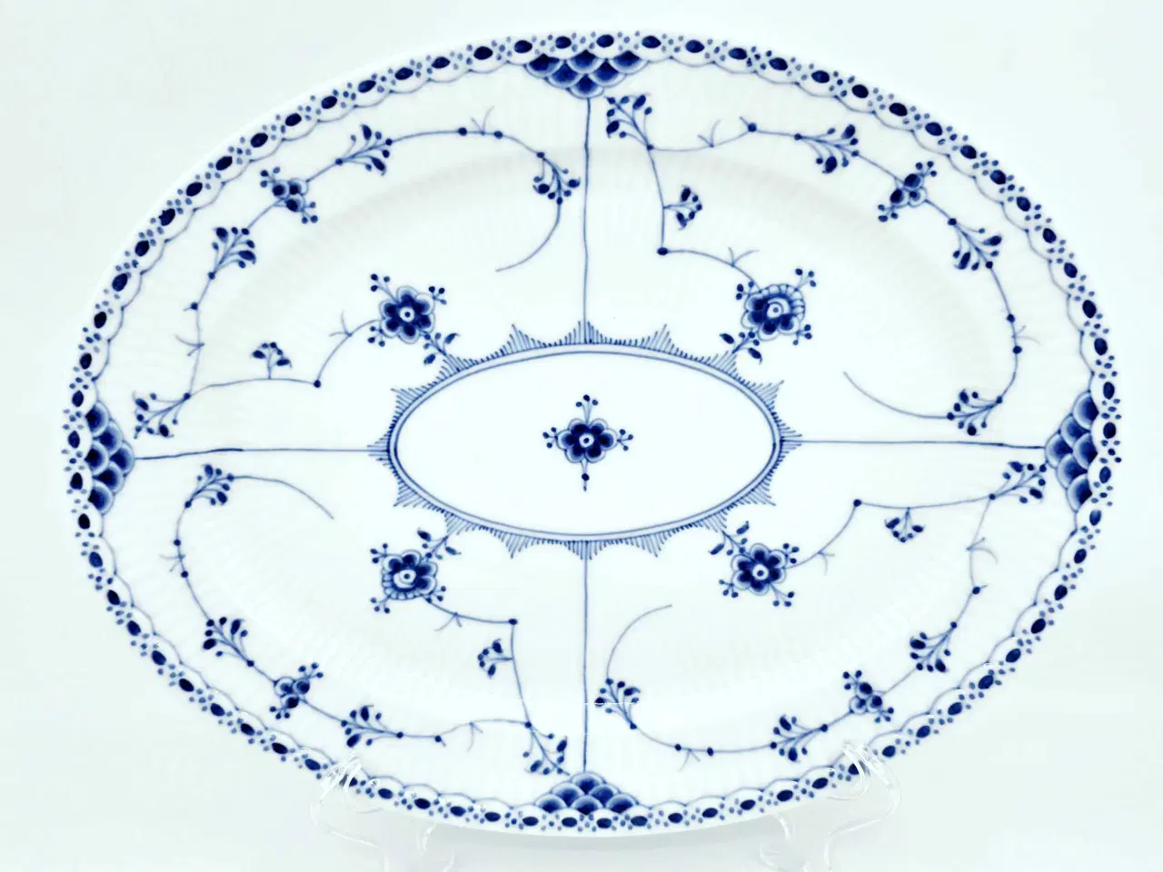 Billede 7 - Musselmalet Halvblonde ovalt fad Porcelæn 