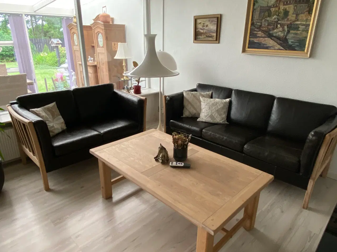 Billede 1 - Sort sofasæt i læder sælges - byd 