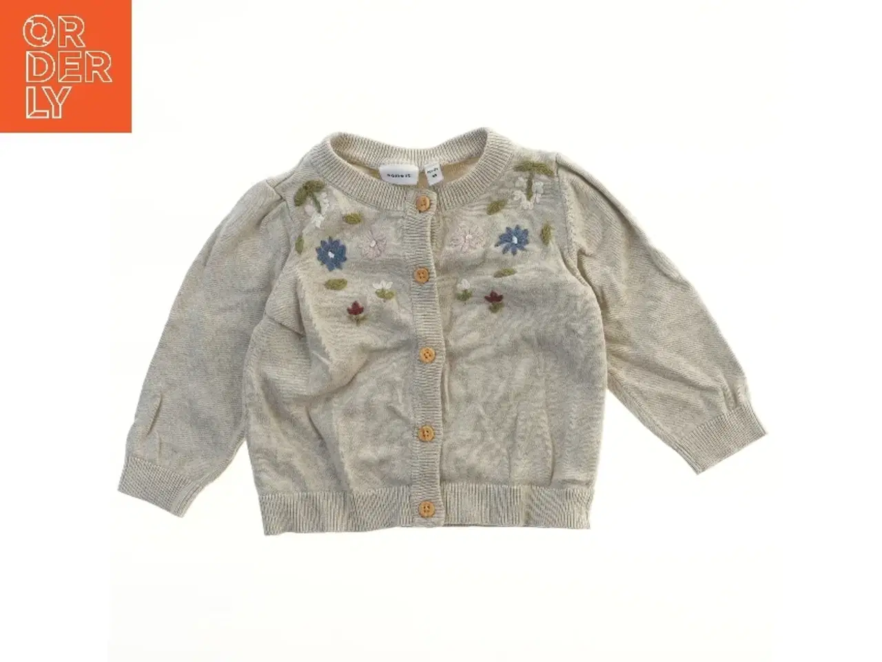 Billede 1 - Strikket cardigan med blomsterbroderi fra Name It (str. 92)