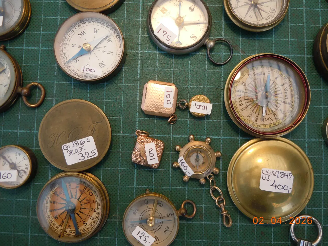 Billede 14 - Samling kompasser, Solur, træ, messing, bronze M.V