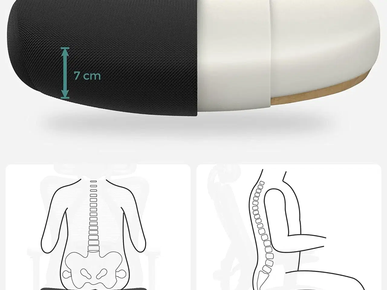 Billede 5 - Kontorstol med net ergonomisk skrivebordsstol, justerbar lændestøtte og nakkestøtte, 150 kg, højdejusterbar, sort (OBN063B01)