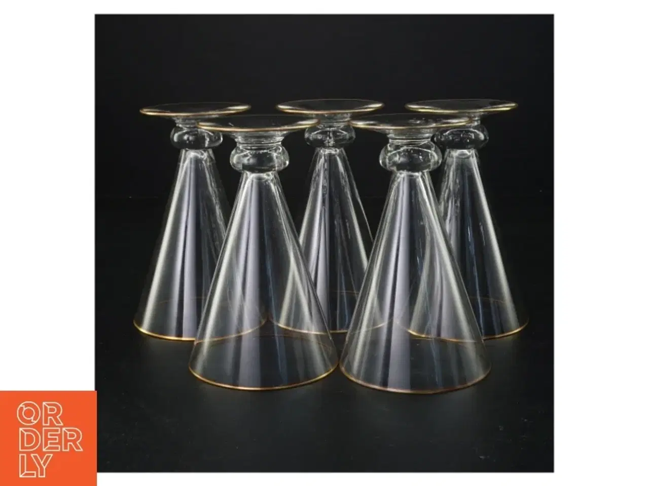 Billede 2 - Vintageglas med guldkant (str. 14 x 9 cm)