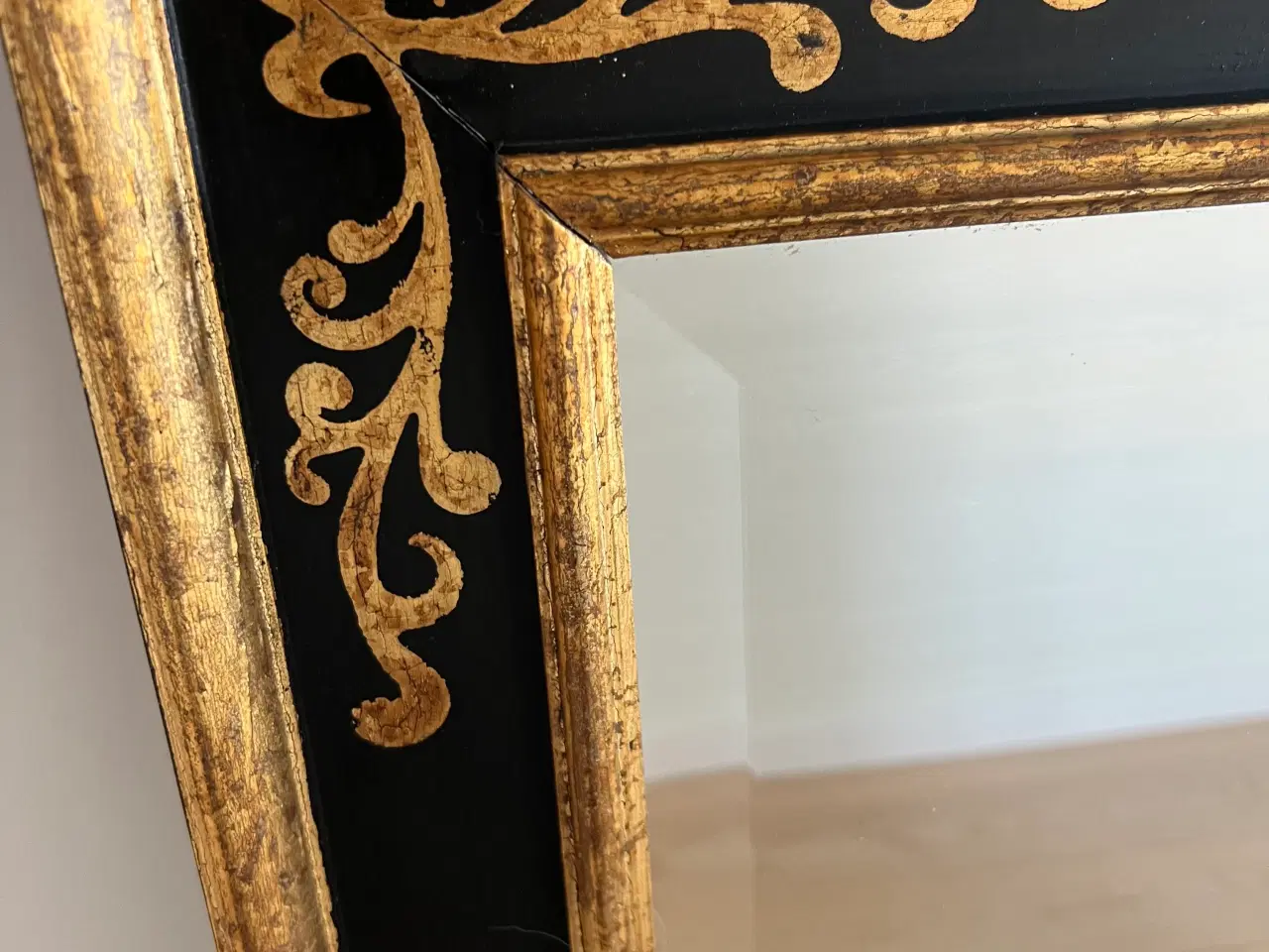 Billede 5 - Spejl sort med guld og facet slebet