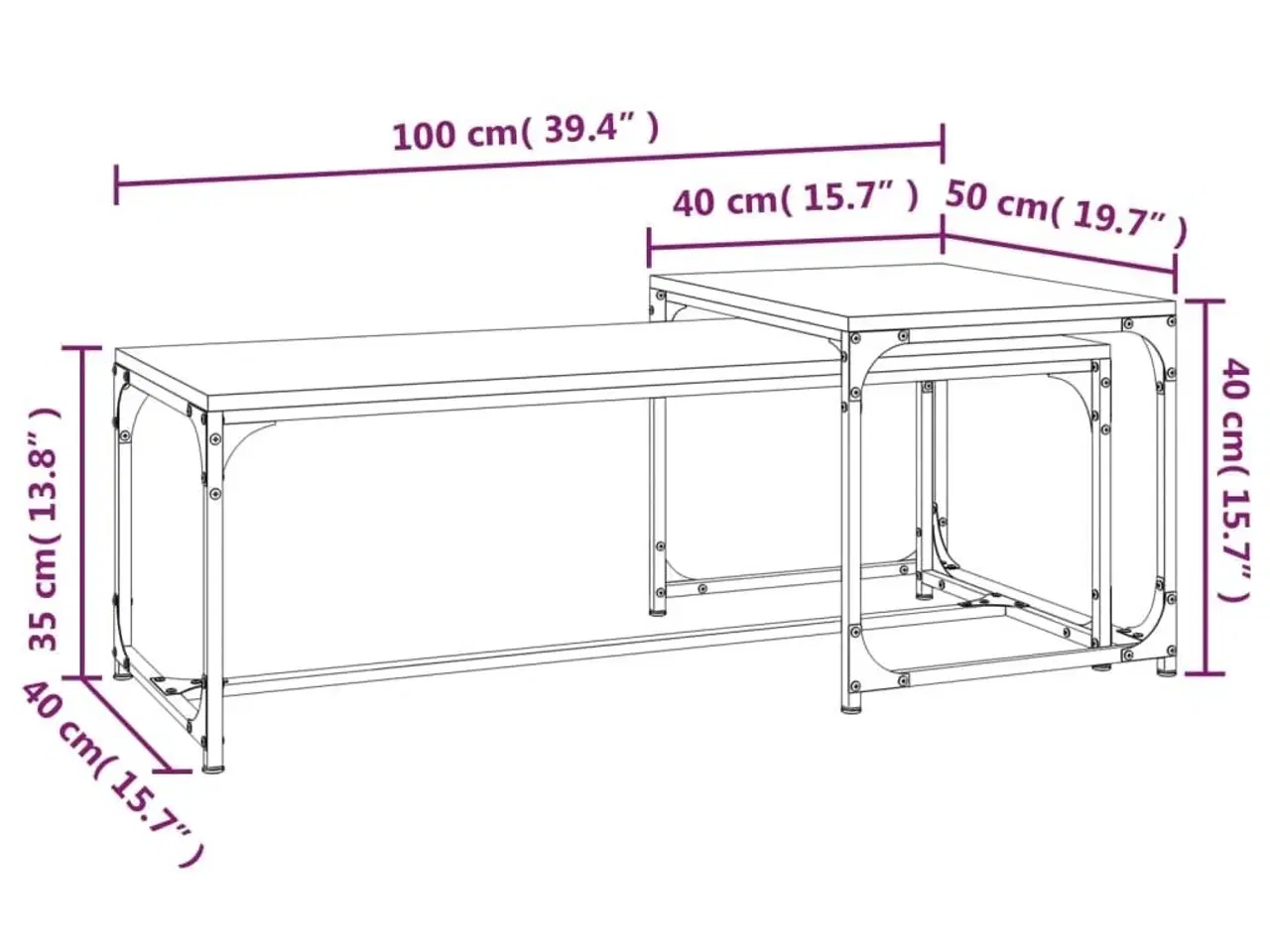 Billede 9 - Sofaborde 2 stk. konstrueret træ røget egetræsfarve