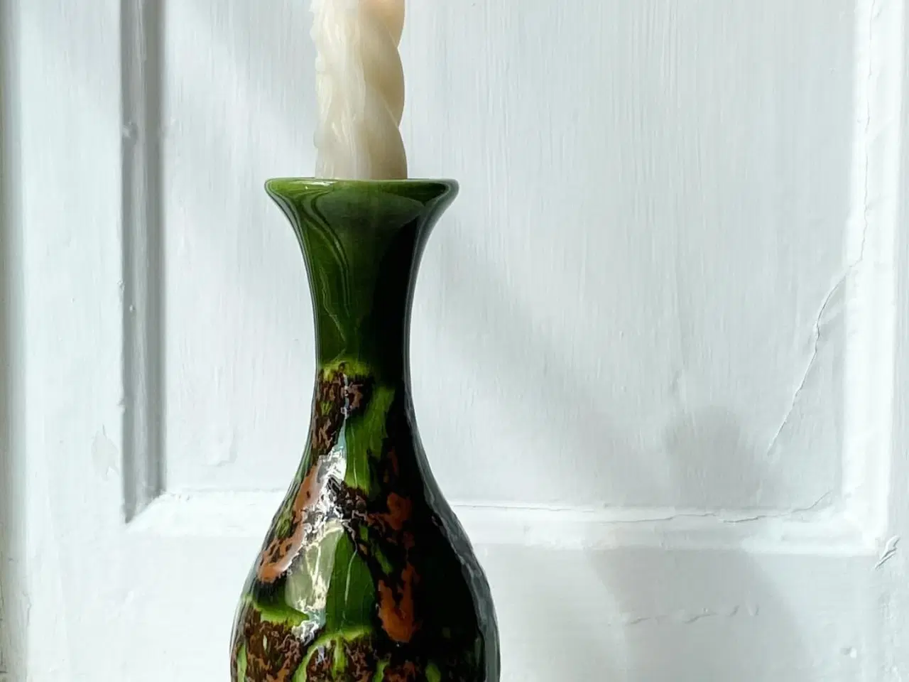 Billede 2 - Keramikvase, grøn m brun