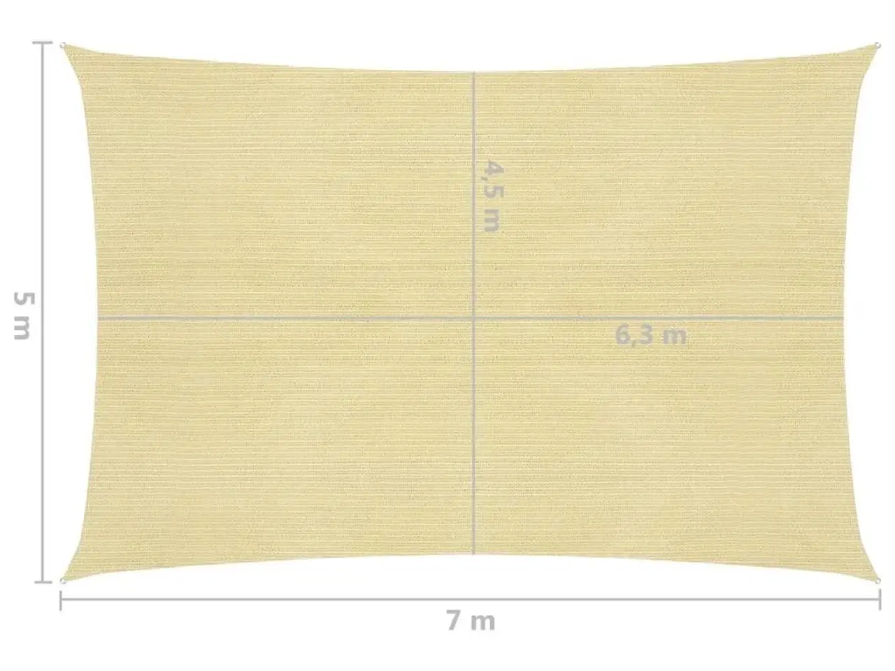 Billede 6 - Solsejl 160 g/m² 5x7 m HDPE beige
